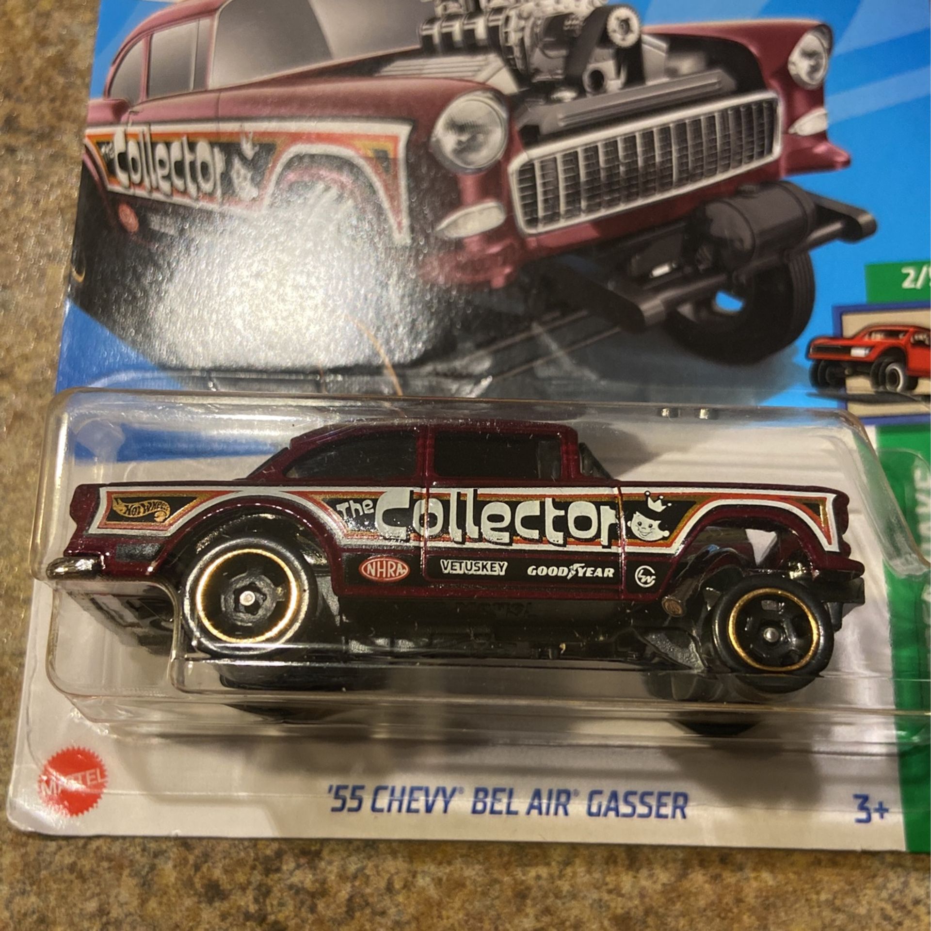 Hot Wheels 2024 '55 Chevy Bel Air Gasser # 63/250 HW Reverse Rake # 2/5 Burgundy