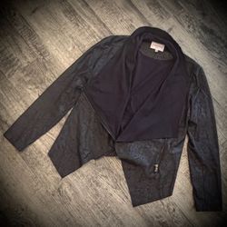 Vigoss Crackle Wrap Asymmetrical Jacket Faux Leather Moto Jacket Black XS Like