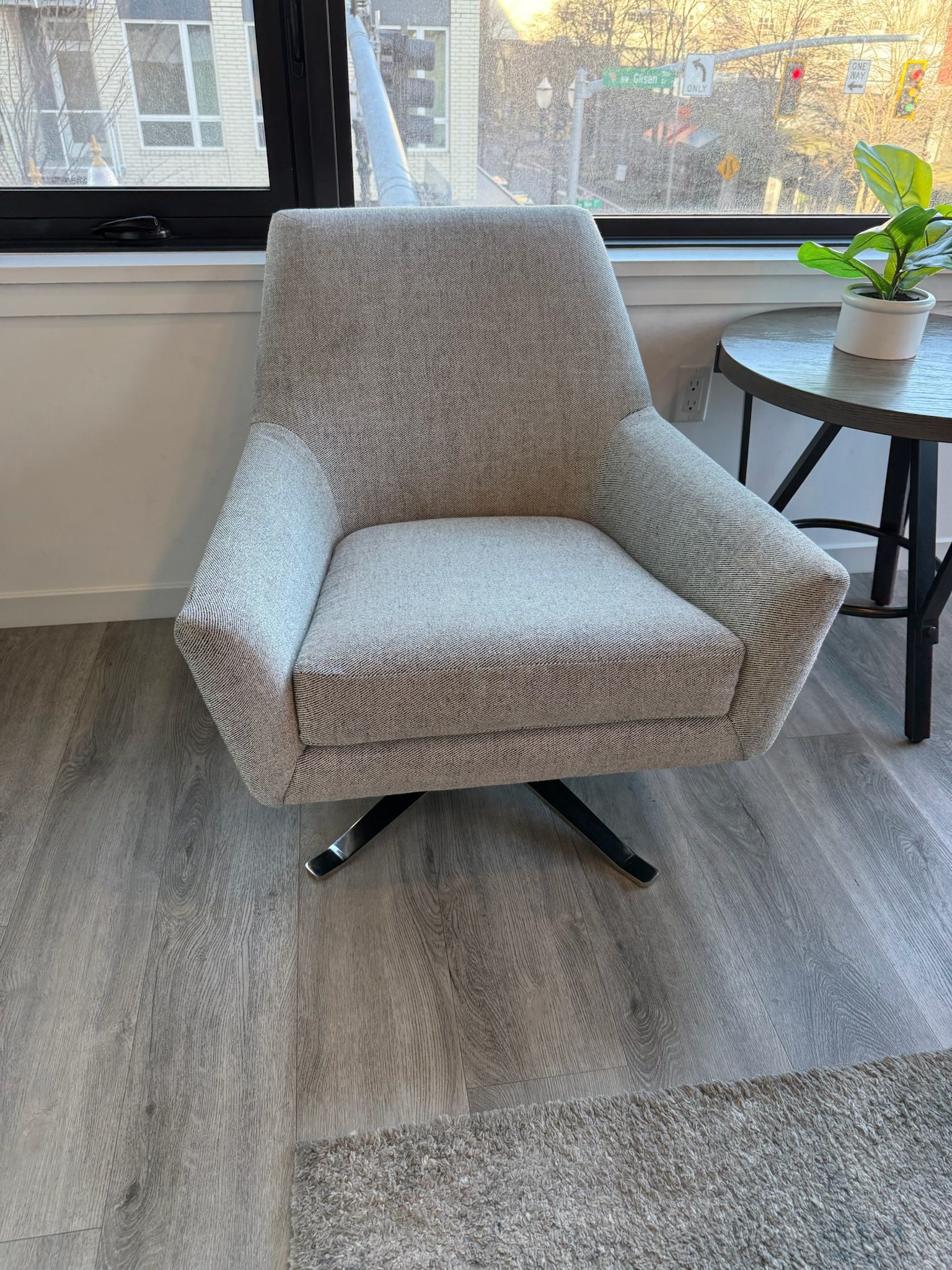 Gray West Elm Swivel Chair