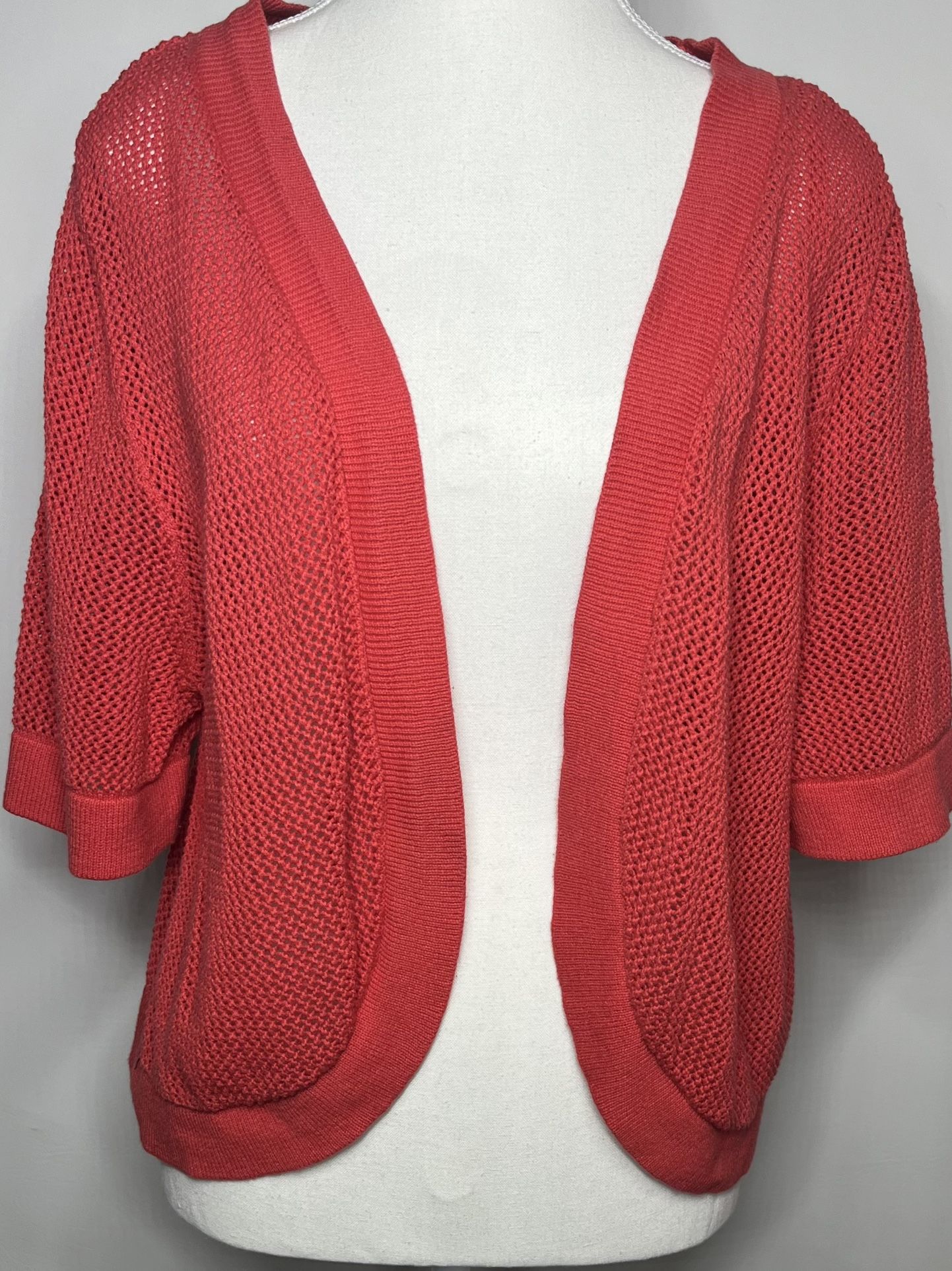 CATHERINES OPEN FRONT SHORT SLEEVE CARDIGAN SIZE 1X (18-20W)