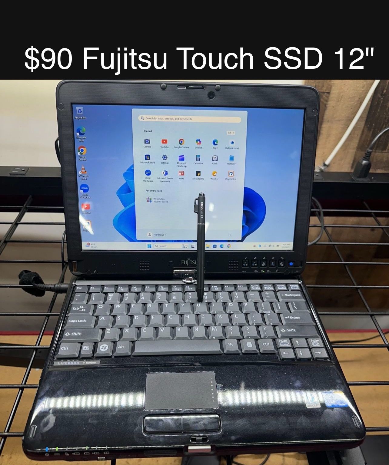 Fujitsu Touchscreen Convertible Laptop 12” SSD Windows 11 Includes Charger, Good Battery