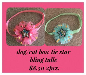 On Sale! New cute pet bow tie tulle star ⭐️ bling .2 pcs