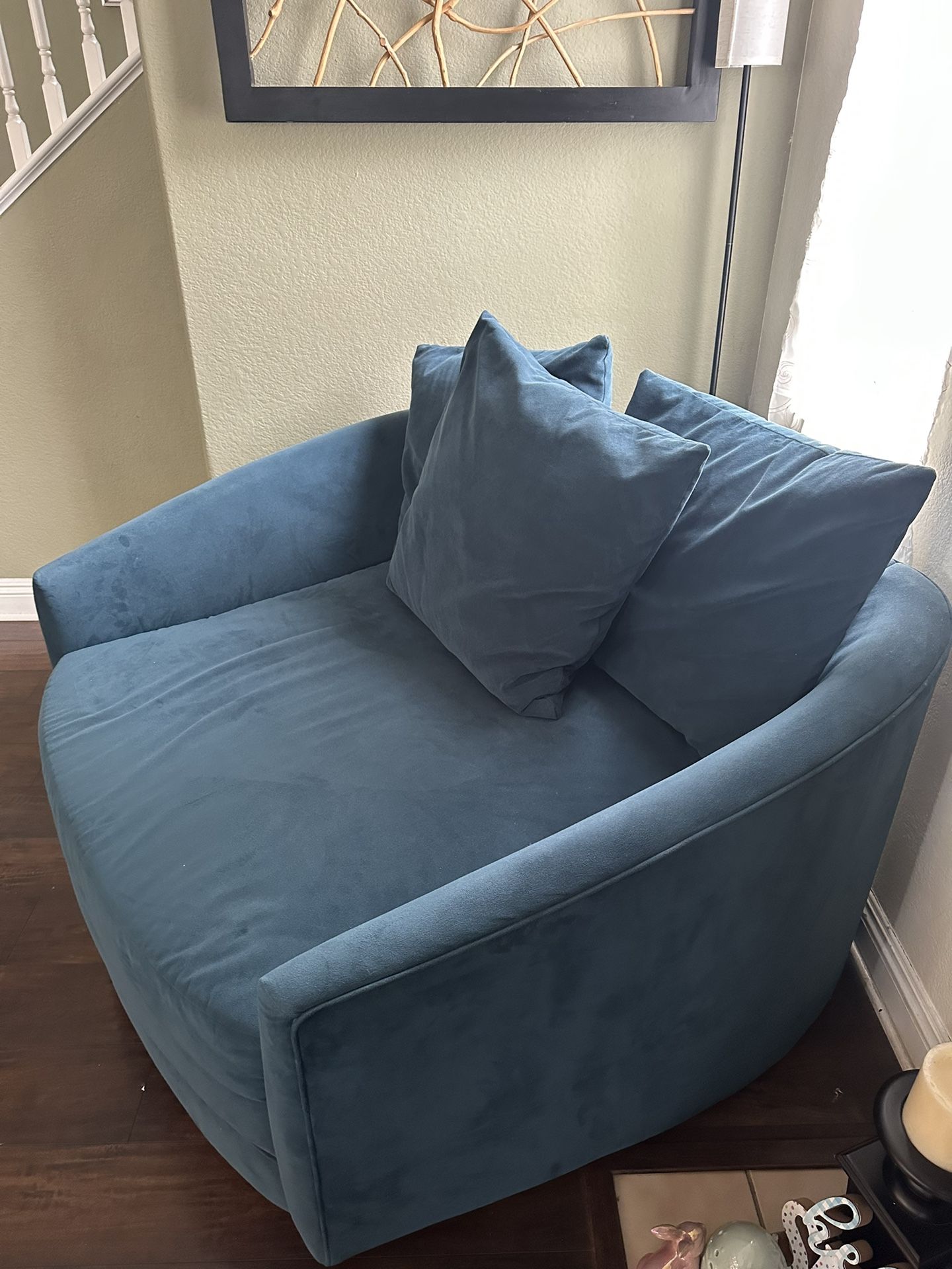 Oversized Blue Sofa