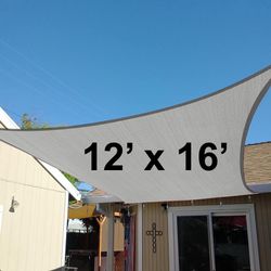 Brand New $35 Rectangle 12x16 ft Sun Shade Sail Outdoor Canopy Cover w/ Ropes (Gray or Beige color)