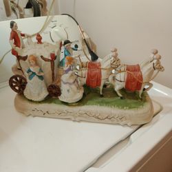 Vintage Victorian Carriage Scene.Hand Painted