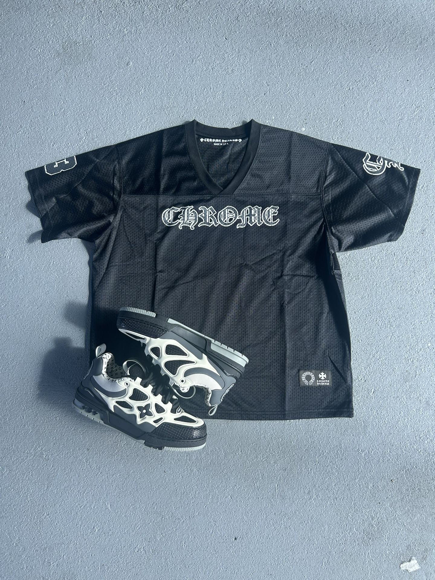 Chrome Hearts Mesh Stadium Football Jersey 'Black'
