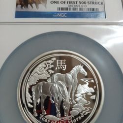 2014P Australia S$8 Year Of The Horse PF 70 Ultra Cameo 5oz Silver Coin 