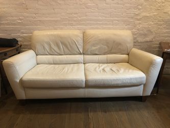 2 Piece White Leather Sofa