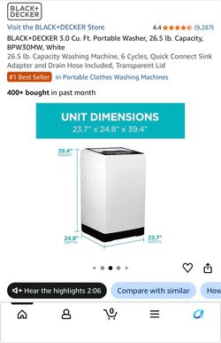 BLACK+DECKER 3.0 Cu. Ft. Portable Washer BPW30MW