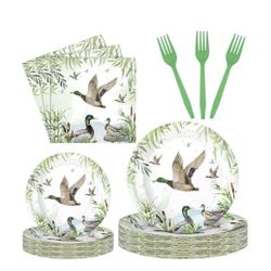 Sunnyray 96 Pcs Mallard Duck Party Decorations Supplies Duck Hunting Birthday...