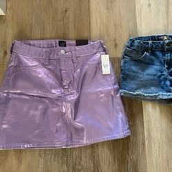 New Gap Jean Skirt Purple & Jean Shorts Size 10 In Girls 