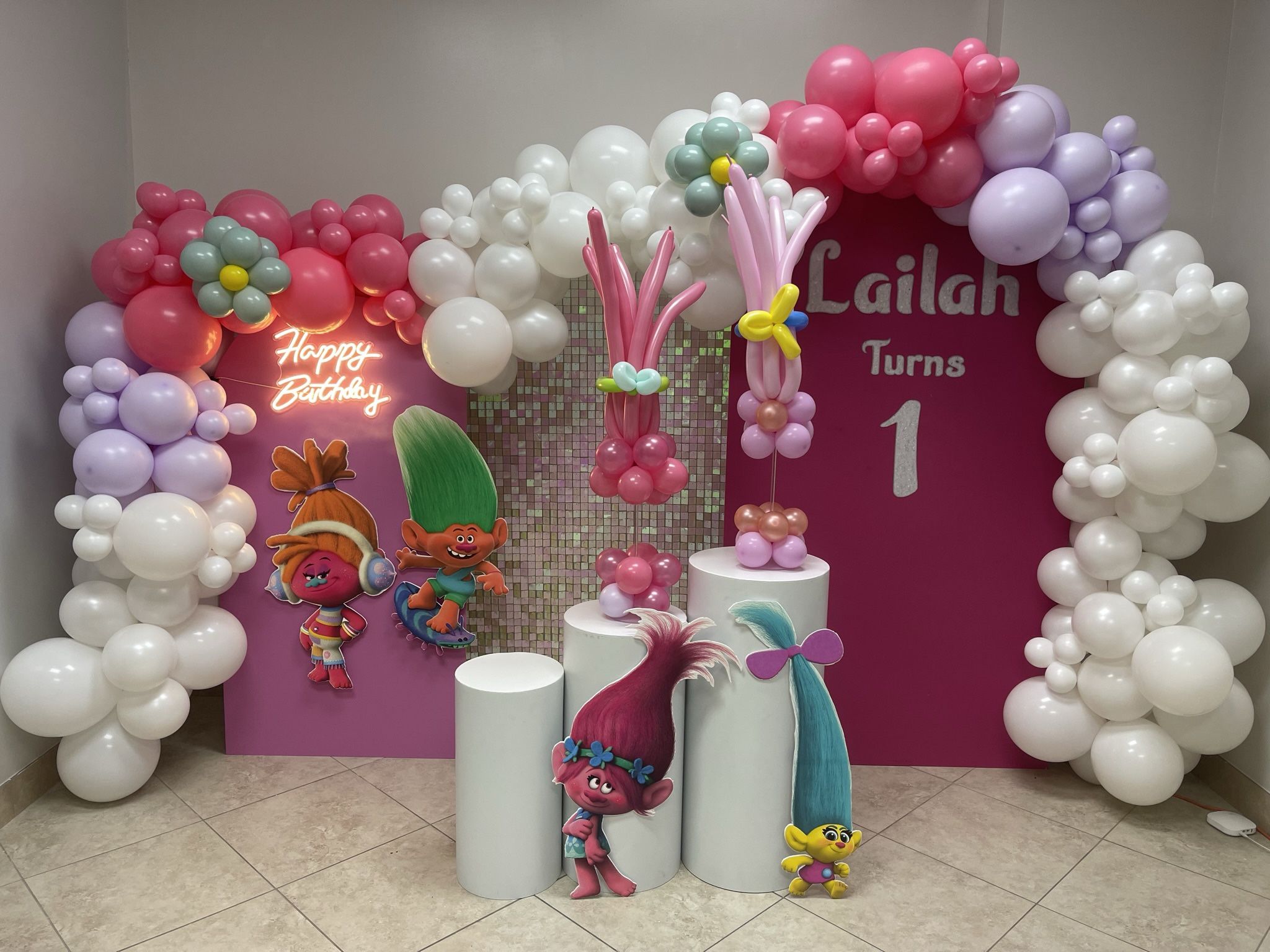 Trolls Theme Birthday Balloon Garland Party