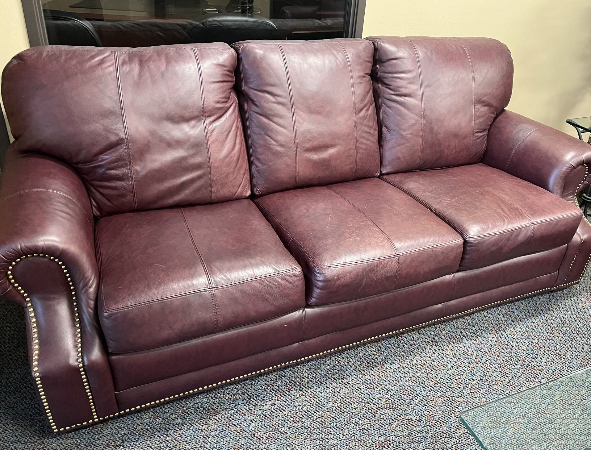 Burgundy Faux Leather Couches