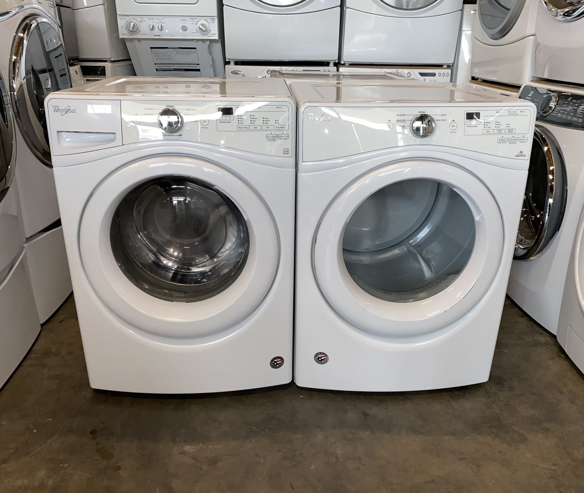 WHIRLPOOL XL CAPACITY WASHER DRYER ELECTRIC SET 