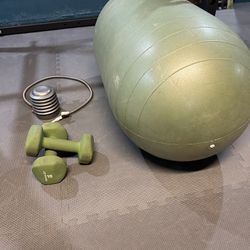 Exercise Ball And 10lb Dumbbell Weights 