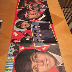 Vintage 1964 19" x 52" ‘All The Beatles’ Printed in England Poster  w/ Original Printed Plastic Bag(Rare)