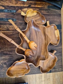 Vintage salad bowl set. Monkey Pod