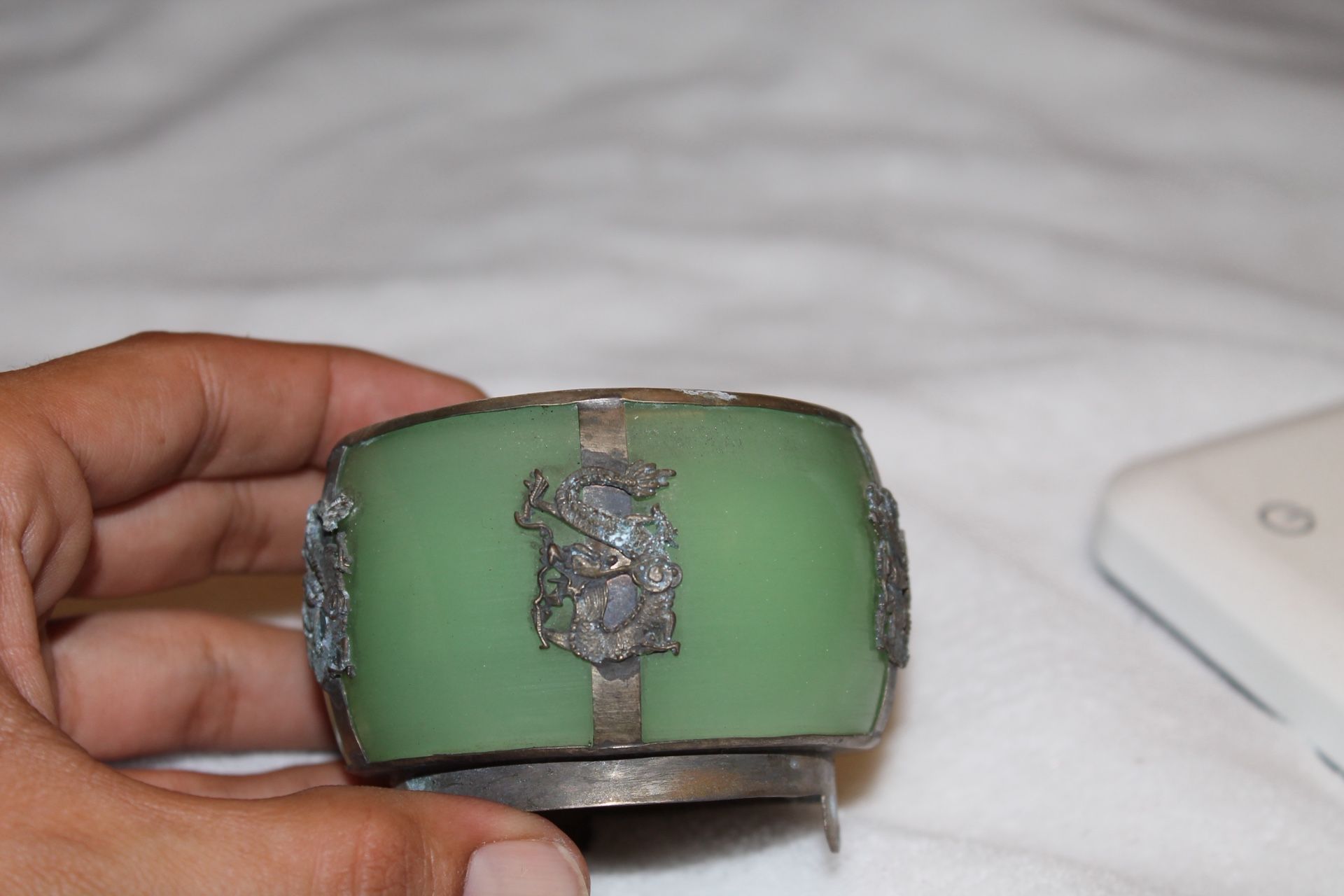 Antique Jade And High Grade Silver Incense Pot With Lid