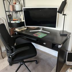 Desk, New Office Chair, Monitor And Chair Mat