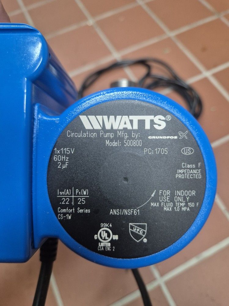 Pump Hot Water Recirculation System Watts