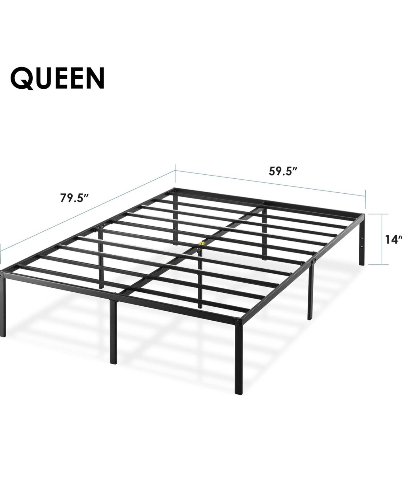 14” QUEEN Black Metal Platform Bed Frame