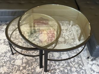 Round Glass Top Nesting Coffee Table Set