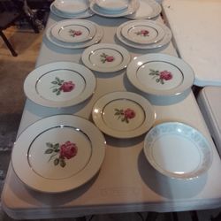Vintage 1940's and 1950's 15 piece Regal Diamond China Made In Japan Dinning Plates & EMB6 Embassy U.S.A Vitrified China Dinning Plates with platinum 