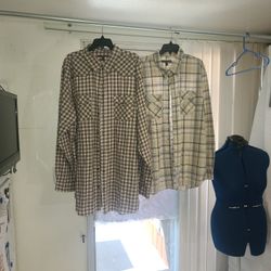 Old Navy Men's Tall 3XL 2 Plaid Long Sleeve Shirts 