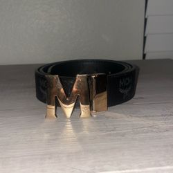 MCM Belt Black And Gold