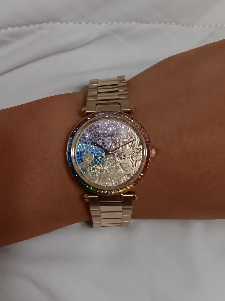 Olivia Burton Kaleido Bloom Rainbow Crystal Dial / Gold-Tone Stainless Steel Bracelet