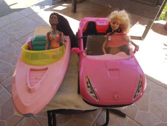 Barbie Pink Glam Car and Boat with Dolls