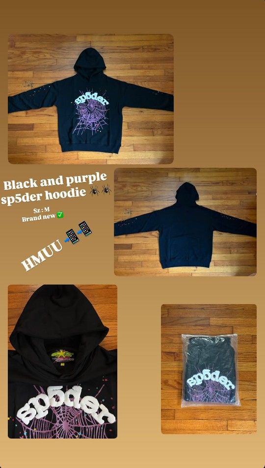Black and purple sp5der hoodie