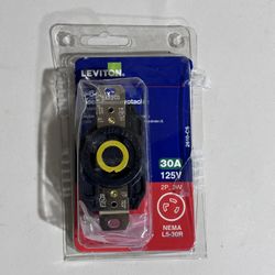 New Leviton 30 Amp 125-Volt Flush Mounting Grounding Locking Outlet, Black