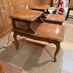 Vintage / antique 2 solid wood side tables