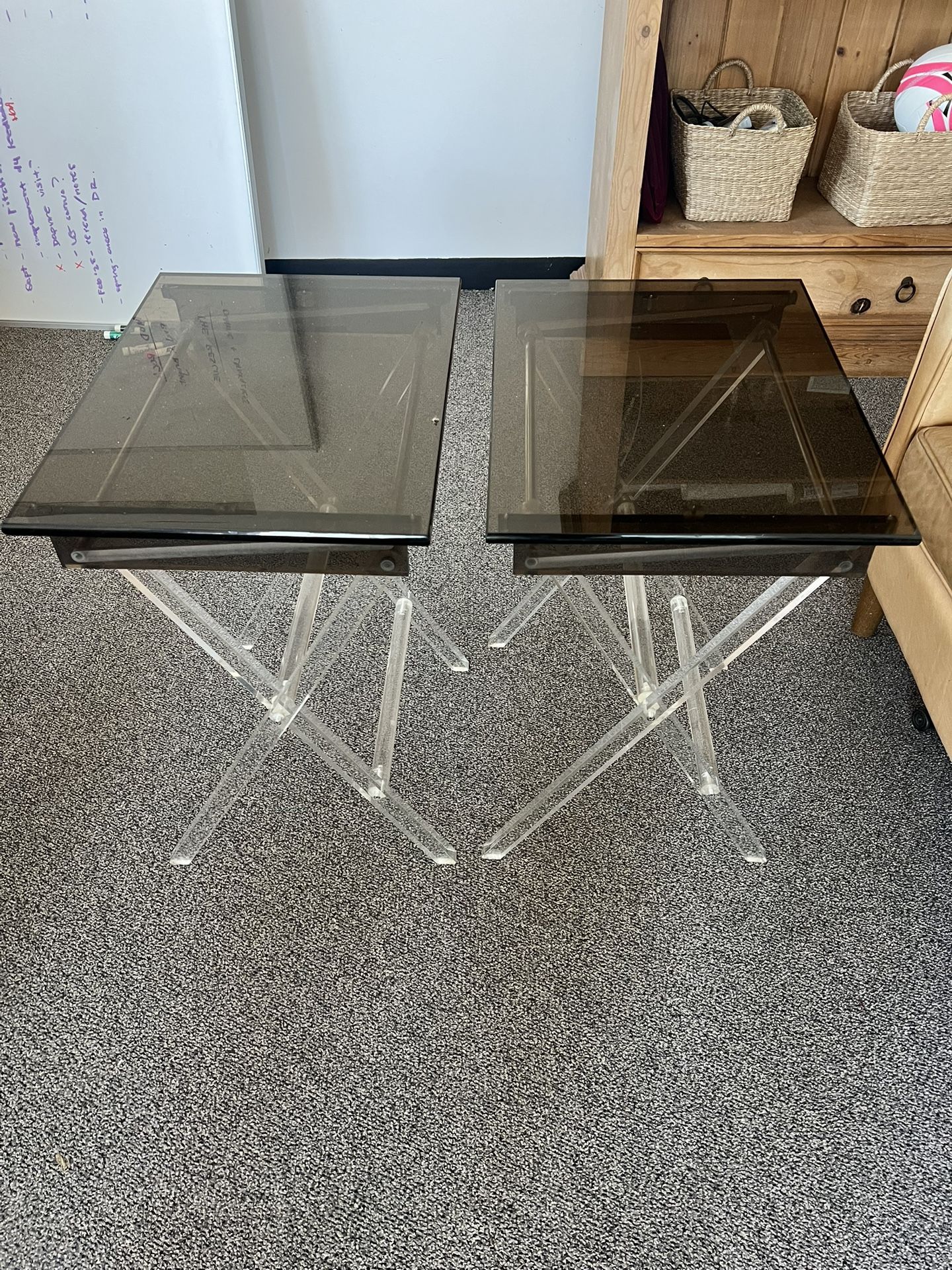 Pair Of Vintage Lucite TV Tray Side Tables