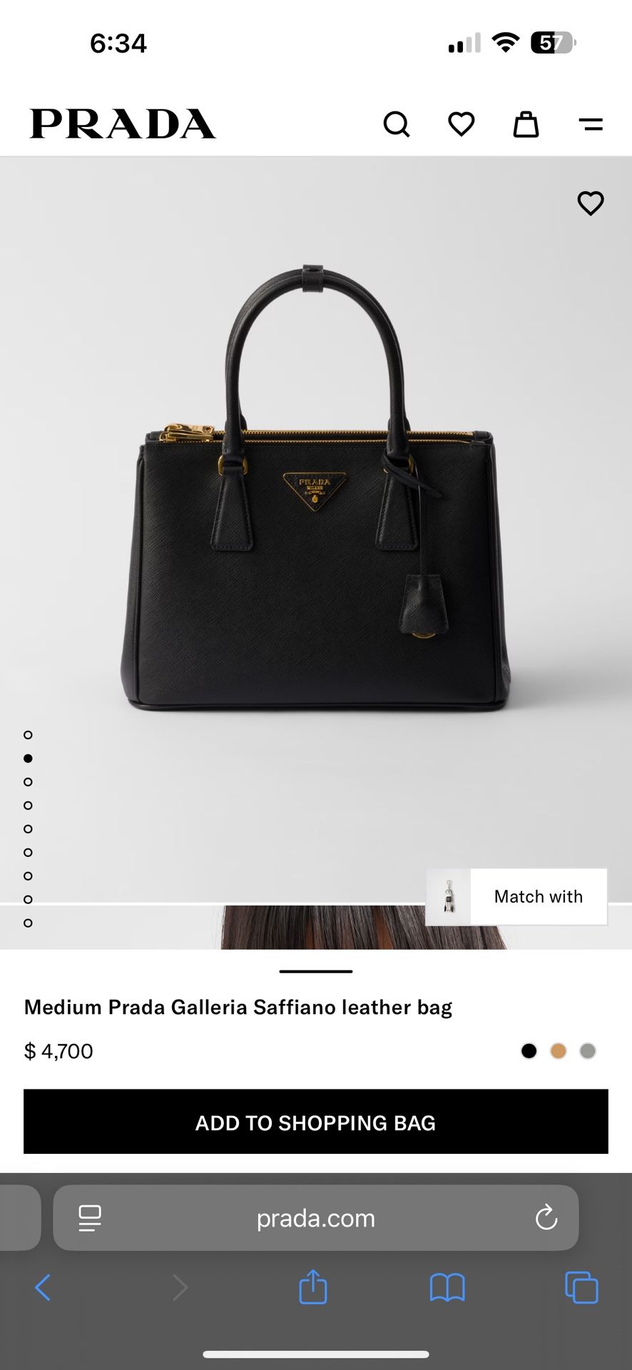 PRADA GALLERIA BLACK LEATHER BAG