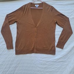 Old Navy Sweater Women's Size Large Brown Solid Color Button Cardigan Long Slv