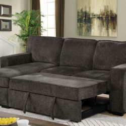 Brand New Dark Grey Sectional Sofa Storage Sleeper