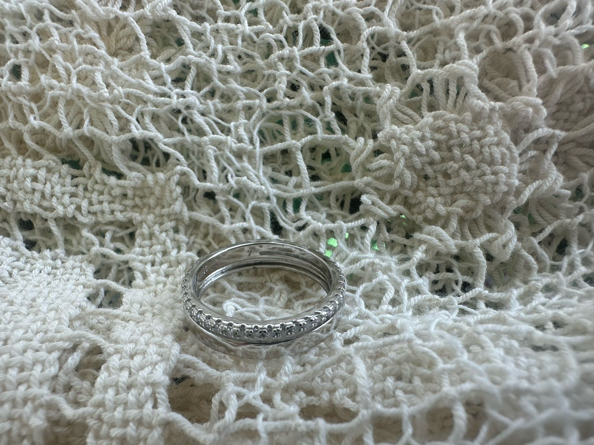 Size 7 unisex moissanite eternity ring. 