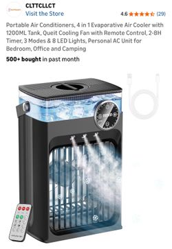 Portable Air Conditioners, 4 in 1 Evaporative Air Cooler with 1200ML Tank