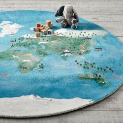 World Map Round Rug