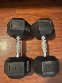 40 lb Rubber Hex Dumbbells Pair