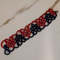Red-Black lace bracelet, handmade luxury bracelet for women