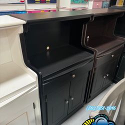 Short Small Kitchen Microwave Stand / Bar Cart With Shelves 