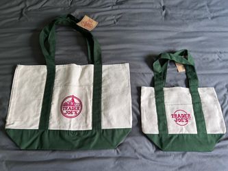 Trader Joe’s canvas totes $20 large $10 Small  Brand new, unused with tags