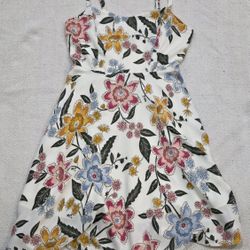 Old Navy Cami Dress Women's Small Beige Floral Sleeveless Cotton Blend