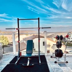 Squat Rack , Adjustable Bench , Weight Bench , Olympic Barbell , Rubber Weights Gym Equipment 
