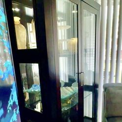 Glass Curio Brown Cherry 