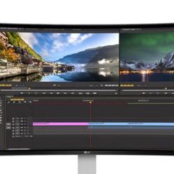 LG 34” Curved Ultra wide Monitor (Model 34CB99-W) Includes The Power Adapter & Cables 