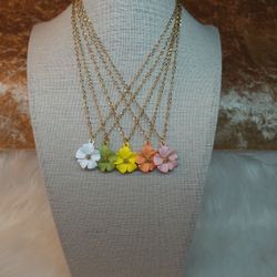 Gold Flower Charm Necklace 